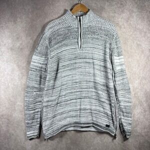 Outpost Makers Sweater Mens Large Gray Quarter Zip Pullover‎ Marled Side Zips